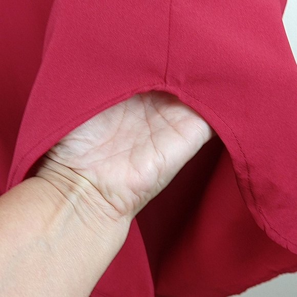 Red LS Drawstring Shirttail Adj. Sleeve Dress - Picture 7 of 12